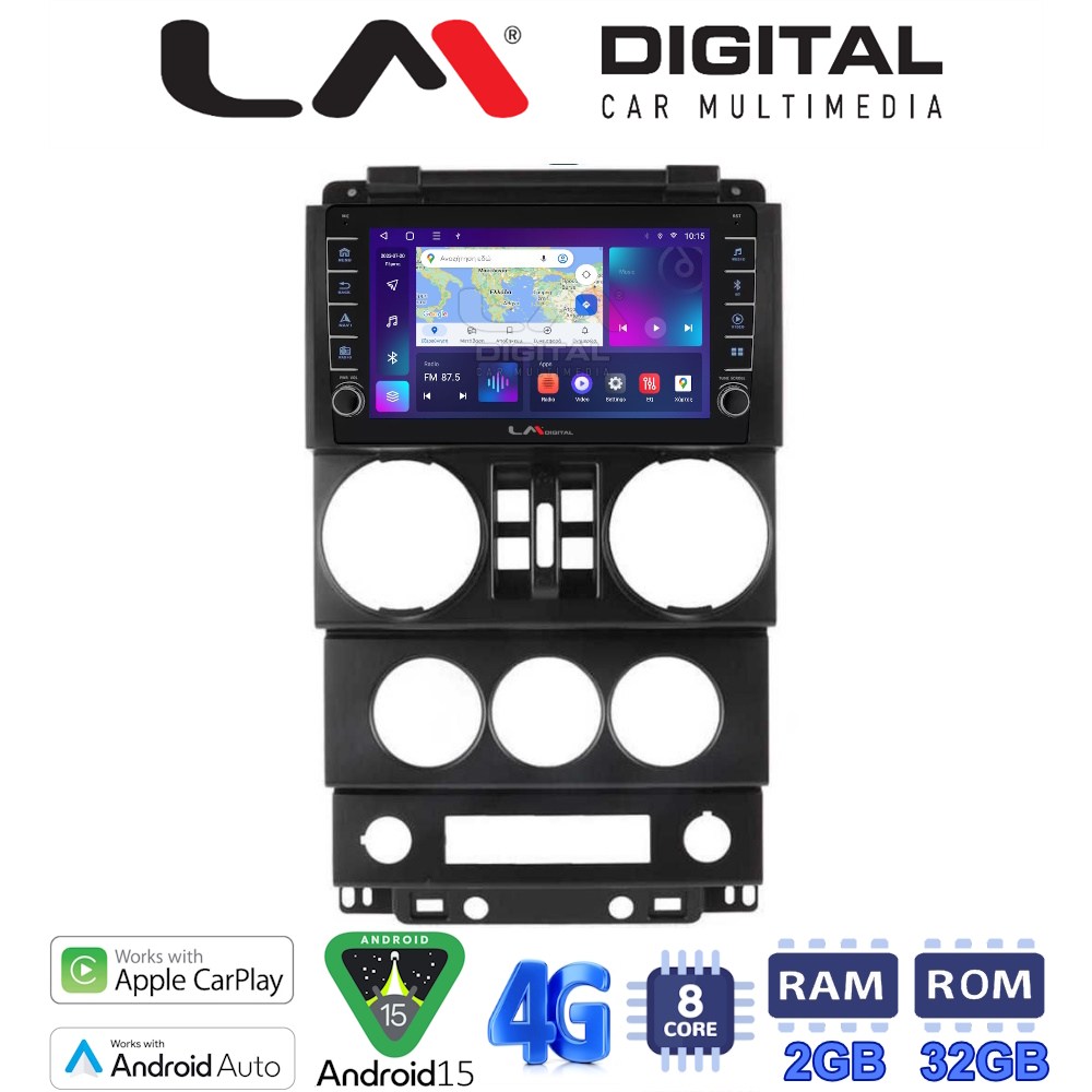 LM Digital - LM ZG8748B GPS Οθόνη OEM Multimedia Αυτοκινήτου για JEEP WRANGLER 2007 > 2011 (CarPlay/AndroidAuto/BT/GPS/WIFI/GPRS)