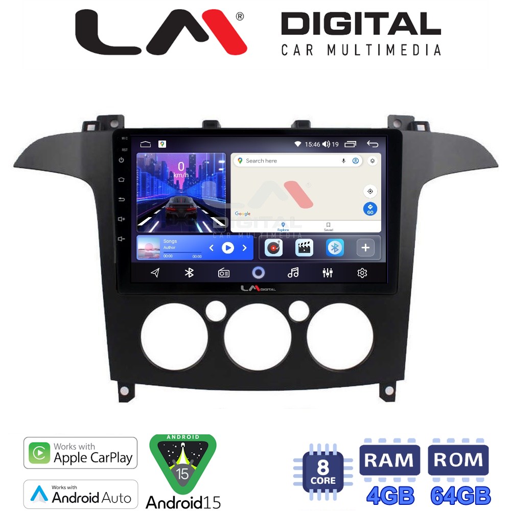 LM Digital - LM ZK8003A GPS Οθόνη OEM Multimedia Αυτοκινήτου για Ford S-Max 2006 > 2014 (CarPlay/AndroidAuto/BT/GPS/WIFI)