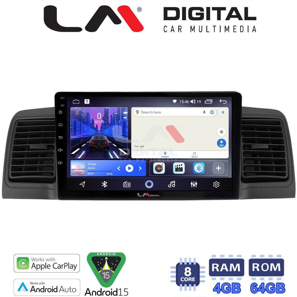 LM Digital - LM ZK8010B GPS Οθόνη OEM Multimedia Αυτοκινήτου για Toyota Corolla 2000-2007 (CarPlay/AndroidAuto/BT/GPS/WIFI)