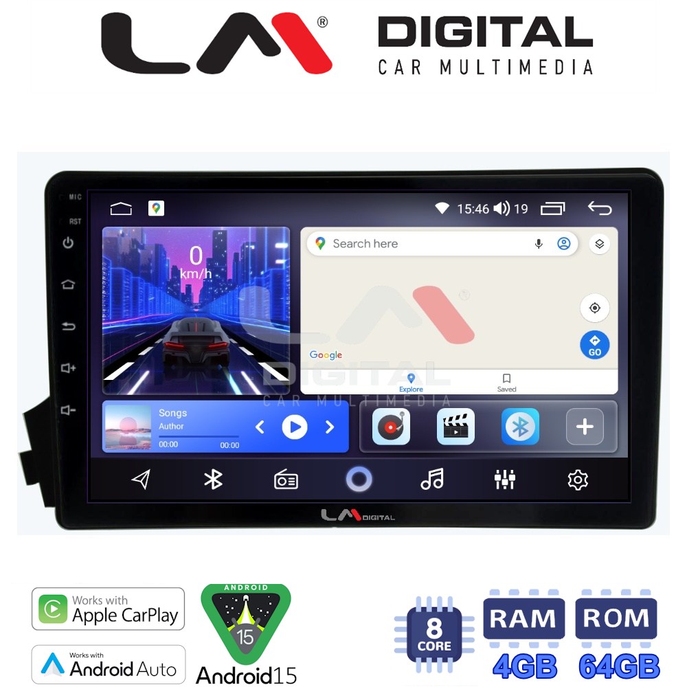 LM Digital - LM ZK8015 GPS Οθόνη OEM Multimedia Αυτοκινήτου για Ssangyong Actyon - Kyron 2006>2015 (CarPlay/AndroidAuto/BT/GPS/WIFI)