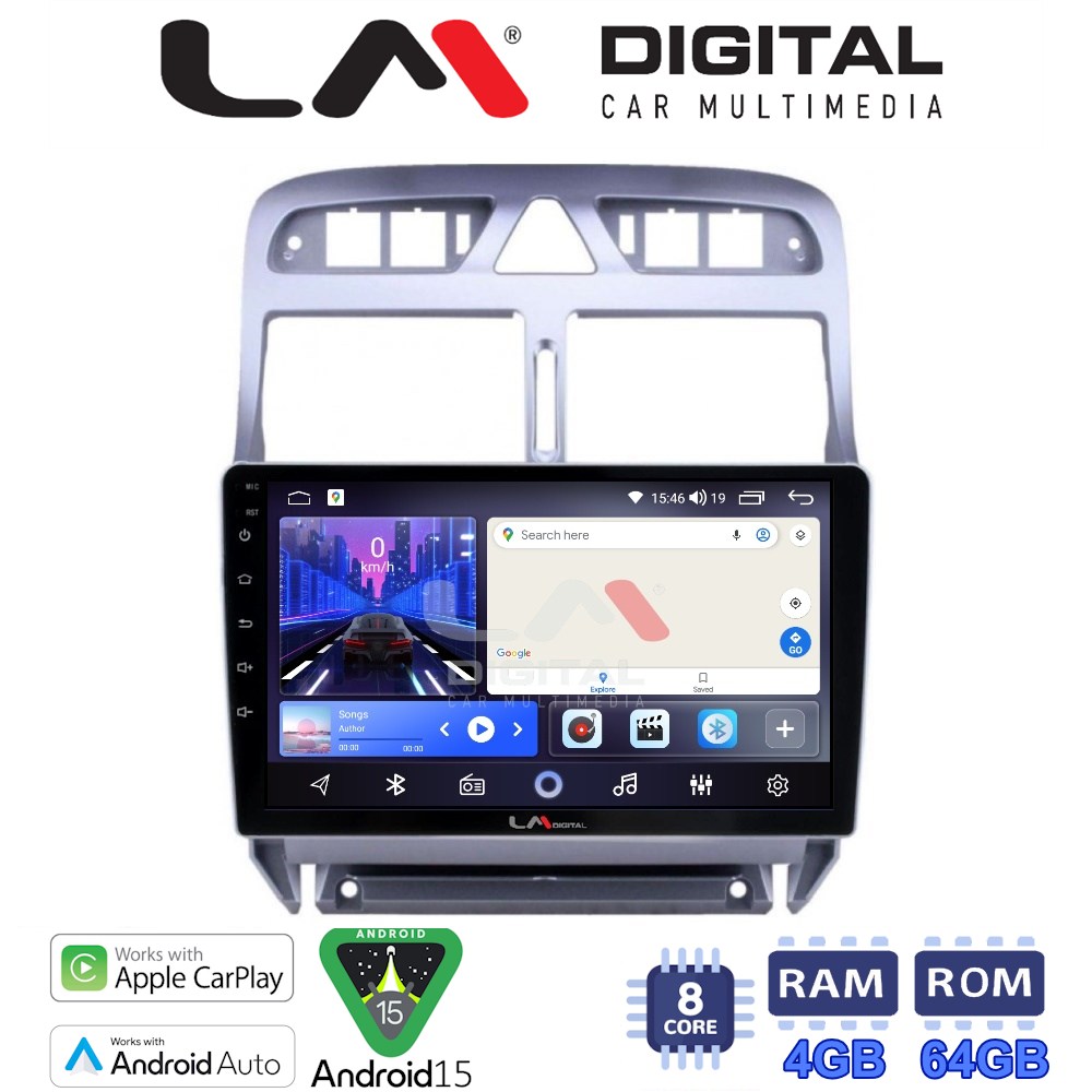 LM Digital - LM ZK8017 GPS Οθόνη OEM Multimedia Αυτοκινήτου για PEUGEOT 307 2001 > 2008  (CarPlay/AndroidAuto/BT/GPS/WIFI)