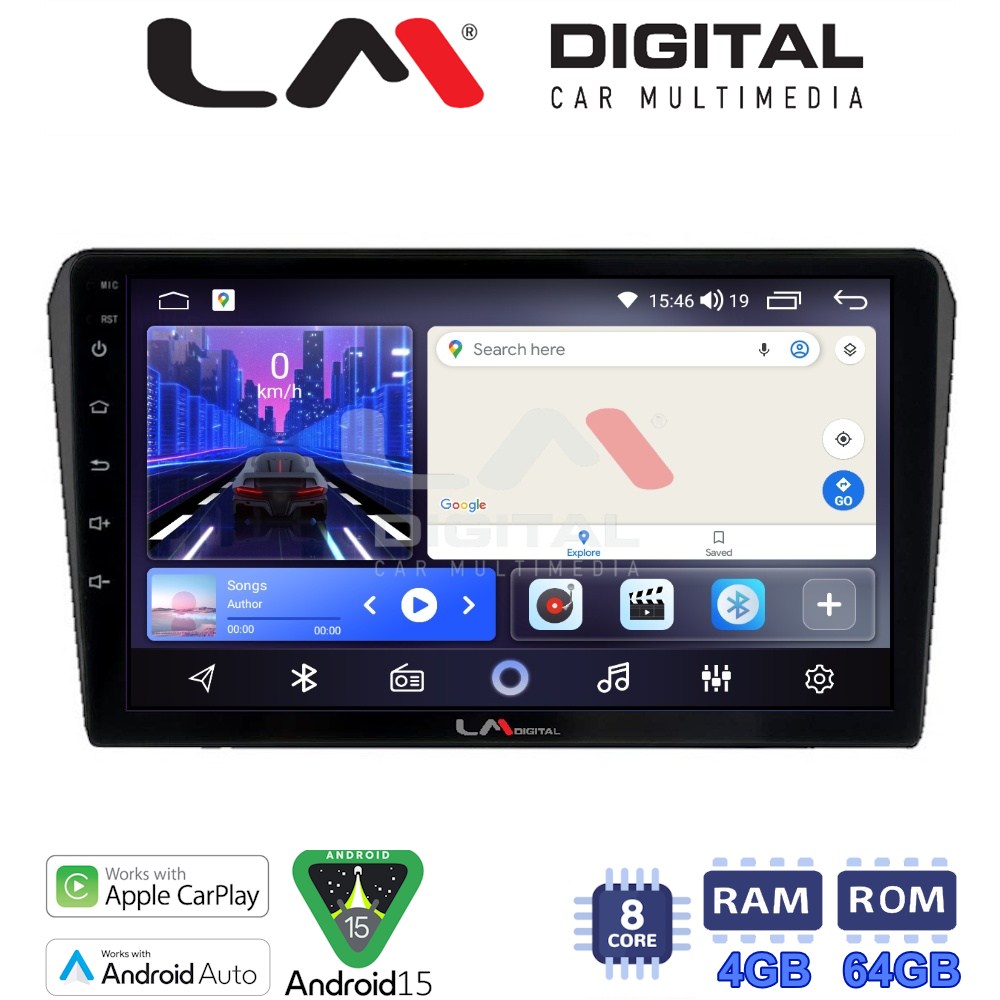 LM Digital - LM ZK8025B GPS Οθόνη OEM Multimedia Αυτοκινήτου για 0 (CarPlay/AndroidAuto/BT/GPS/WIFI)