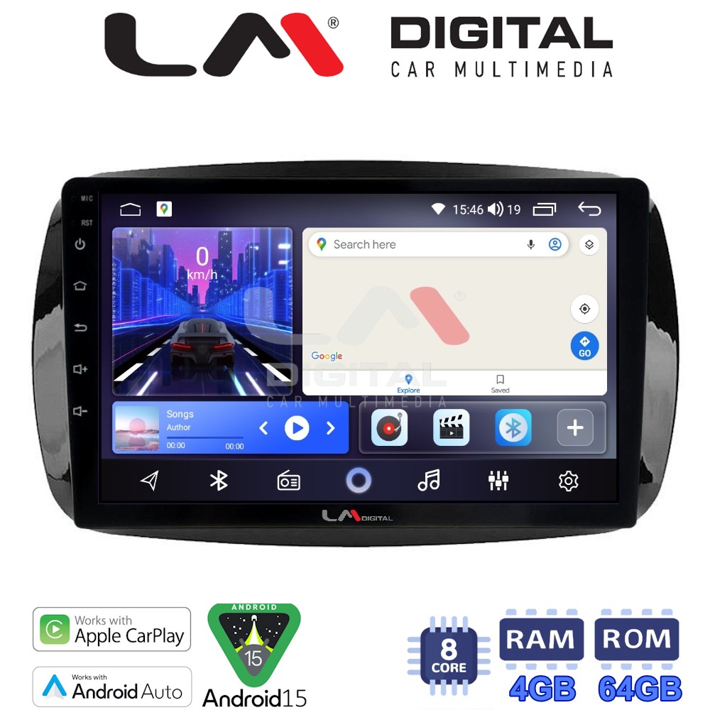LM Digital - LM ZK8029 GPS Οθόνη OEM Multimedia Αυτοκινήτου για SMART ForTwo  2015> (CarPlay/AndroidAuto/BT/GPS/WIFI)