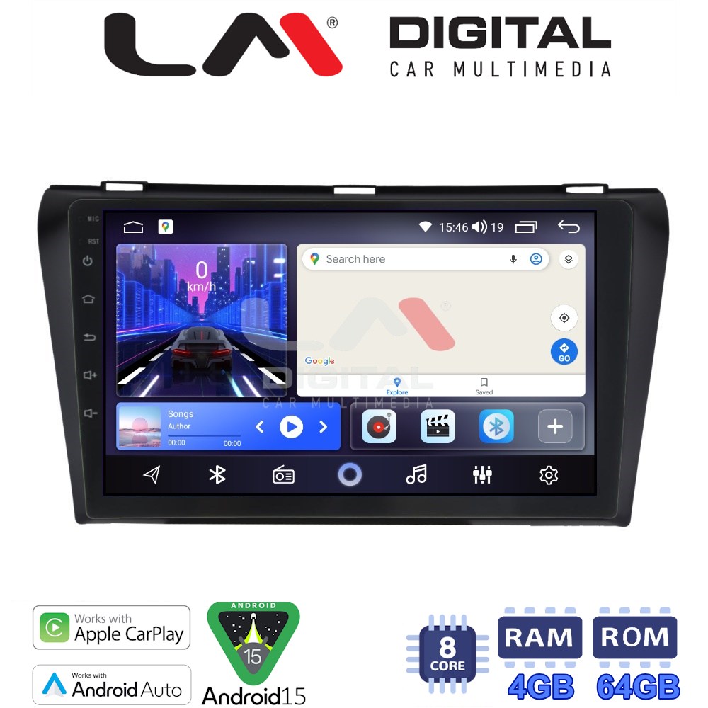 LM Digital - LM ZK8034 GPS Οθόνη OEM Multimedia Αυτοκινήτου για MAZDA 3  2009>2014 (CarPlay/AndroidAuto/BT/GPS/WIFI)