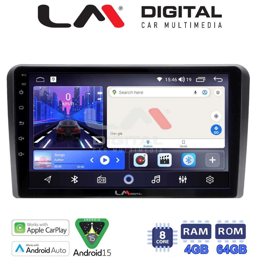 LM Digital - LM ZK8049 GPS Οθόνη OEM Multimedia Αυτοκινήτου για AUDI A3 (8P) 2003.2012 (CarPlay/AndroidAuto/BT/GPS/WIFI)