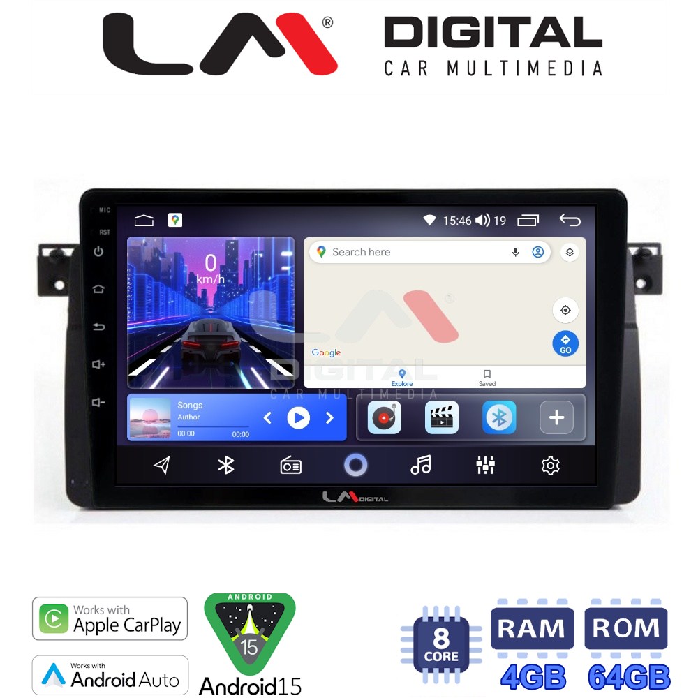 LM Digital - LM ZK8052 GPS Οθόνη OEM Multimedia Αυτοκινήτου για BMW Σειρά 3 (E46) 1998>2005  (CarPlay/AndroidAuto/BT/GPS/WIFI)