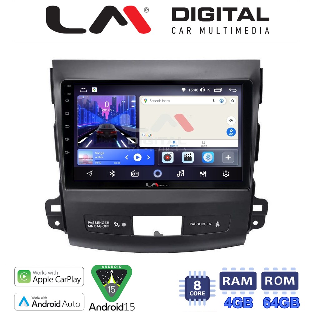 LM Digital - LM ZK8056 GPS Οθόνη OEM Multimedia Αυτοκινήτου για OUTLANDER, C CROSSER,4007 2006>2012 (CarPlay/AndroidAuto/BT/GPS/WIFI)