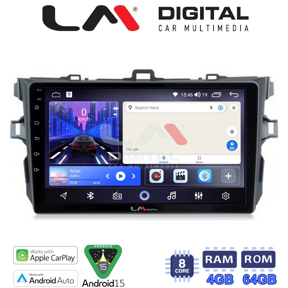 LM Digital - LM ZK8063 GPS Οθόνη OEM Multimedia Αυτοκινήτου για TOYOTA COROLLA 2006>2012  (CarPlay/AndroidAuto/BT/GPS/WIFI)