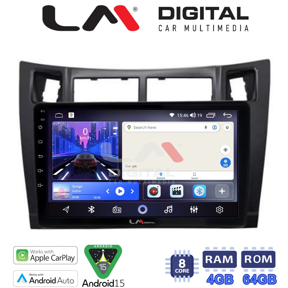 LM Digital - LM ZK8084 GPS Οθόνη OEM Multimedia Αυτοκινήτου για Τoyota Yaris 2006 > 2011 (CarPlay/AndroidAuto/BT/GPS/WIFI)