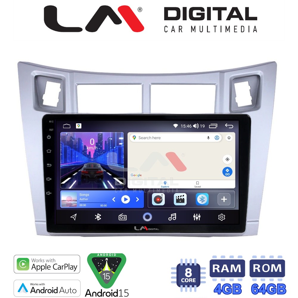 LM Digital - LM ZK8084S GPS Οθόνη OEM Multimedia Αυτοκινήτου για Τoyota Yaris 2006 > 2011 (CarPlay/AndroidAuto/BT/GPS/WIFI)