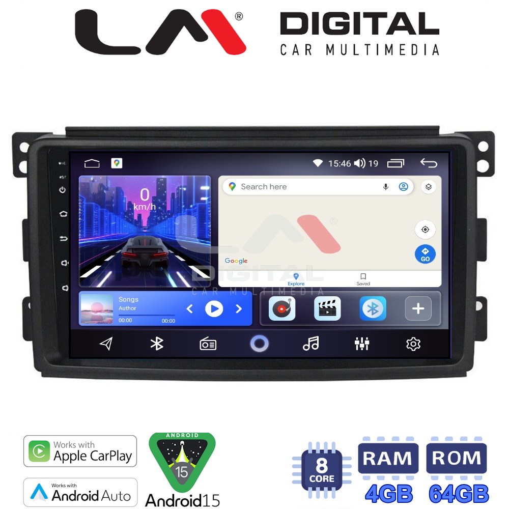 LM Digital - LM ZK8087 GPS Οθόνη OEM Multimedia Αυτοκινήτου για SMART 2007>2010 (CarPlay/AndroidAuto/BT/GPS/WIFI)