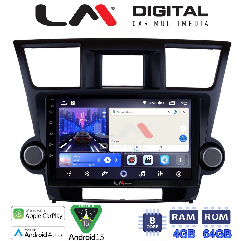 LM Digital - LM ZK8089 GPS Οθόνη OEM Multimedia Αυτοκινήτου για Toyota Highlander 2008 > 2015 (CarPlay/AndroidAuto/BT/GPS/WIFI)