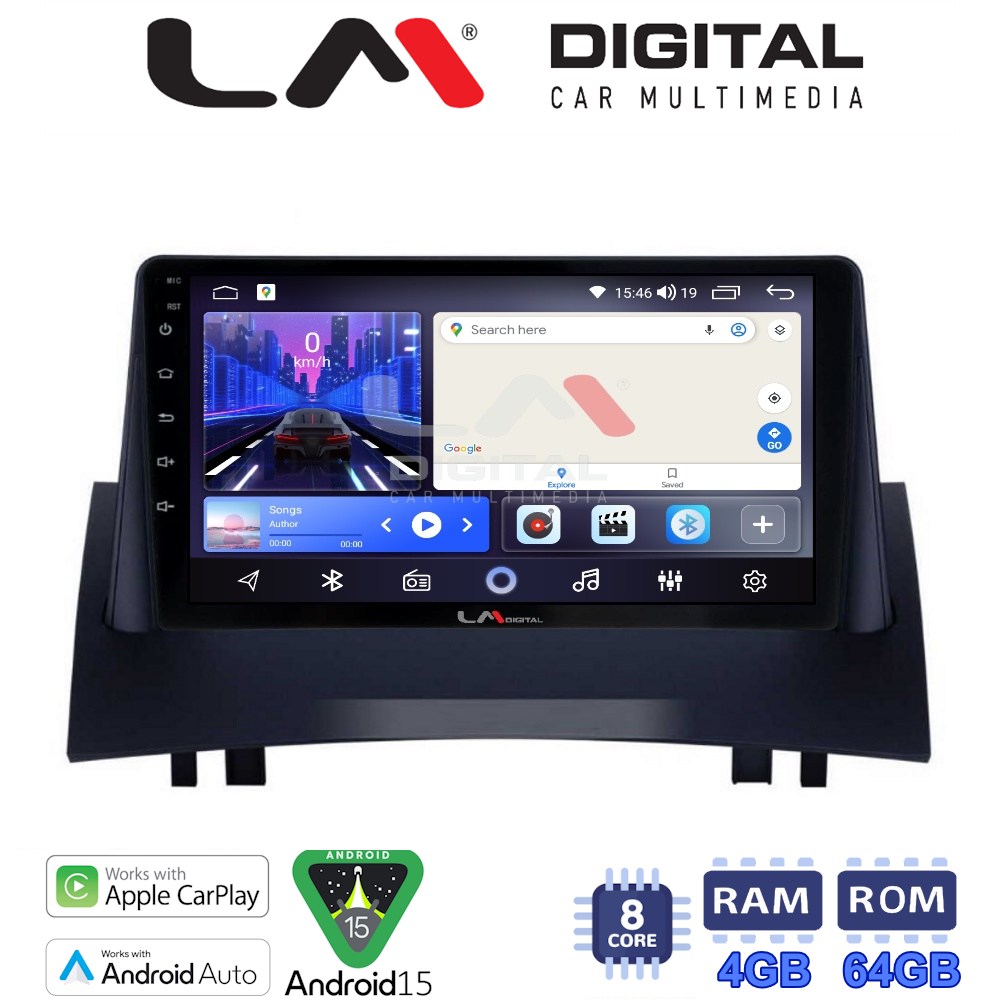 LM Digital - LM ZK8138 GPS Οθόνη OEM Multimedia Αυτοκινήτου για Renault Megane2 2002 > 2008 (CarPlay/AndroidAuto/BT/GPS/WIFI)