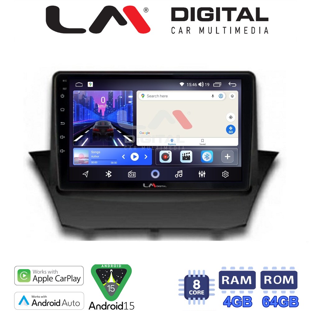 LM Digital - LM ZK8152 GPS Οθόνη OEM Multimedia Αυτοκινήτου για FORD FIESTA 2008>2017 (CarPlay/AndroidAuto/BT/GPS/WIFI)