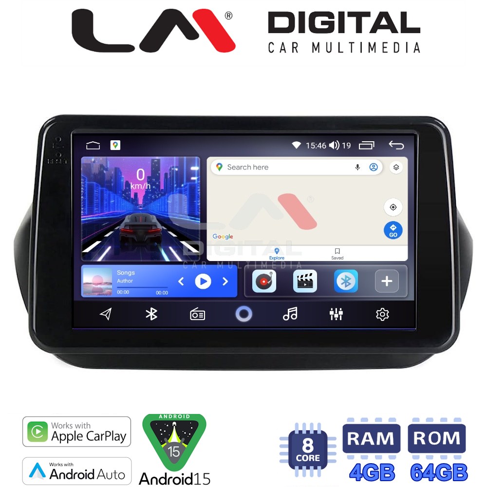LM Digital - LM ZK8195 GPS Οθόνη OEM Multimedia Αυτοκινήτου για Fiorino, Citroen, Nemo, Bipper (CarPlay/AndroidAuto/BT/GPS/WIFI)