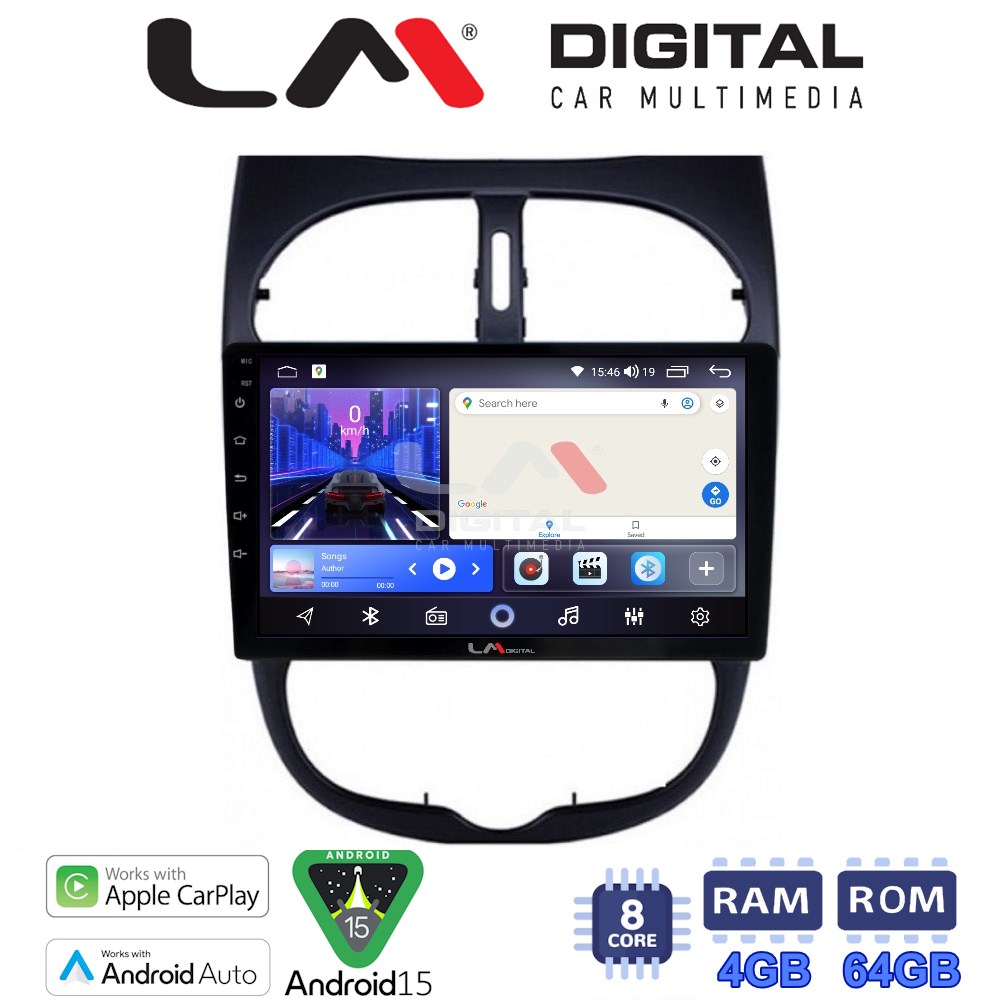LM Digital - LM ZK8206 GPS Οθόνη OEM Multimedia Αυτοκινήτου για Peugeot 206 2002 > 2006 (CarPlay/AndroidAuto/BT/GPS/WIFI)