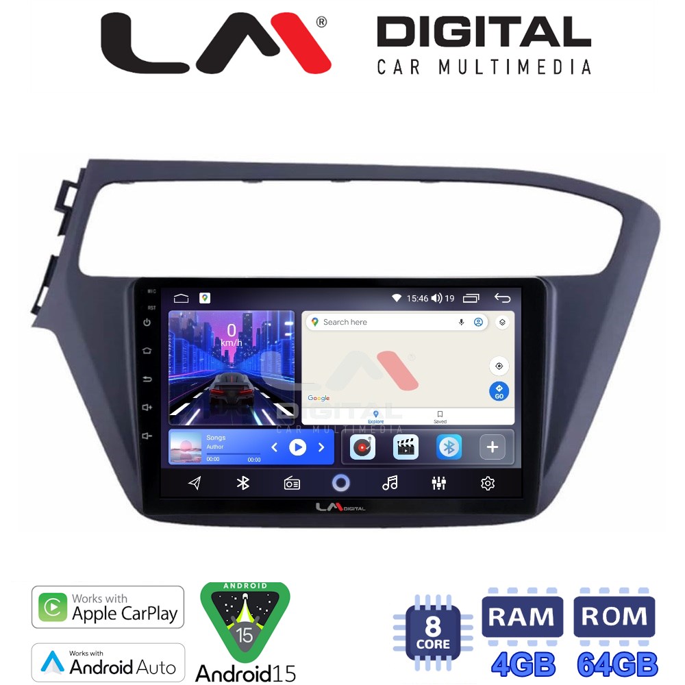 LM Digital - LM ZK8226 GPS Οθόνη OEM Multimedia Αυτοκινήτου για Hyundai i20 2019> (CarPlay/AndroidAuto/BT/GPS/WIFI)