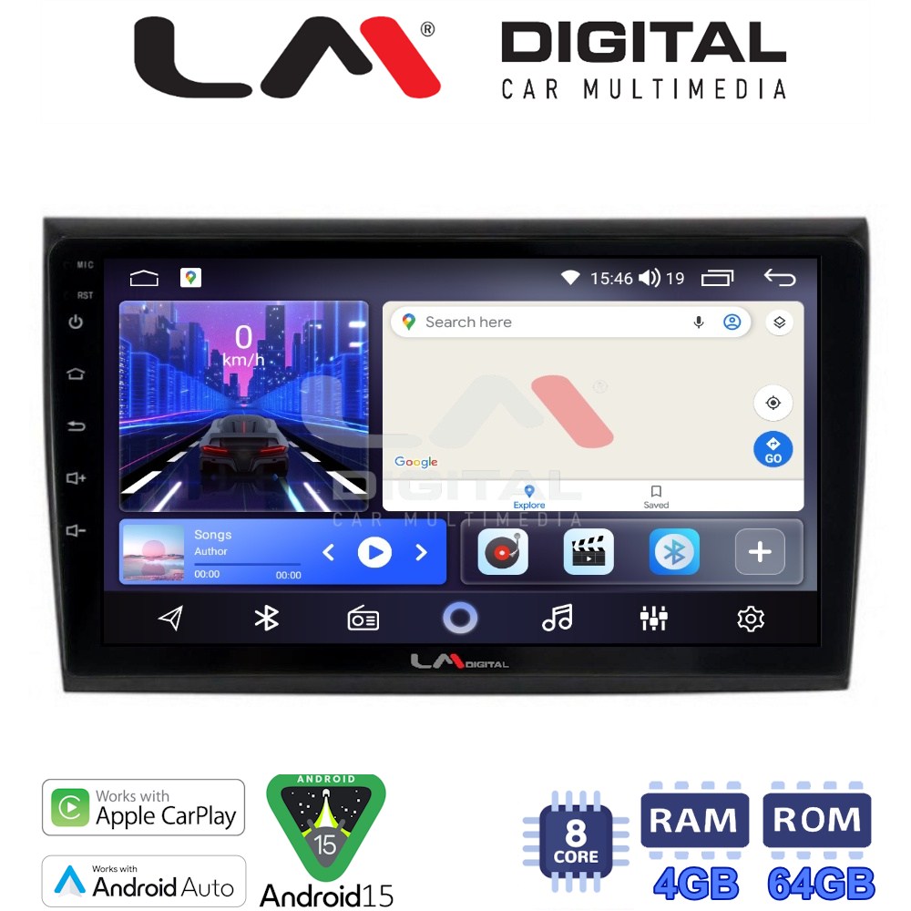 LM Digital - LM ZK8250 GPS Οθόνη OEM Multimedia Αυτοκινήτου για Fiat Bravo 2007> (CarPlay/AndroidAuto/BT/GPS/WIFI)