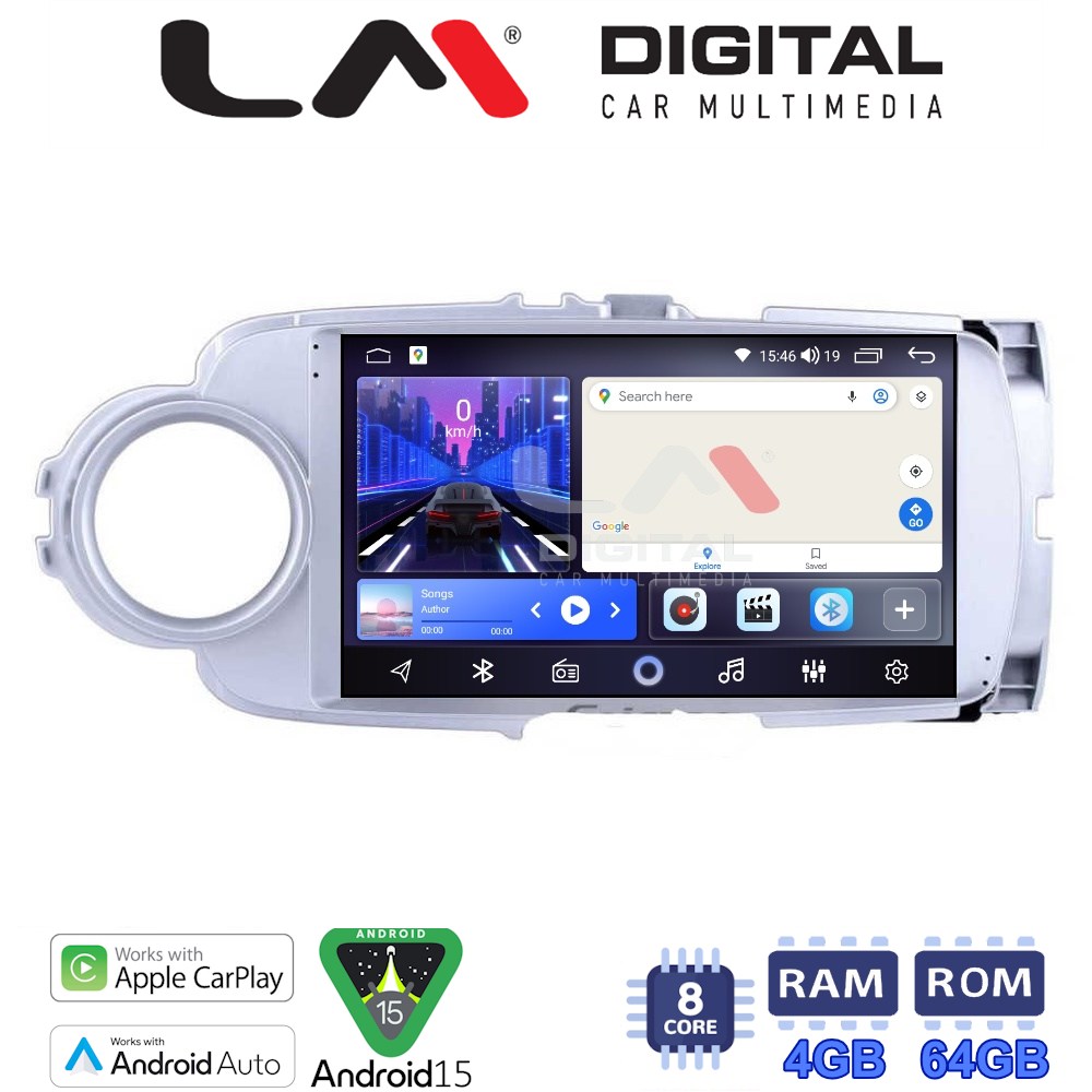 LM Digital - LM ZK8254 GPS Οθόνη OEM Multimedia Αυτοκινήτου για Toyota Yaris 2012 > 2015 (CarPlay/AndroidAuto/BT/GPS/WIFI)