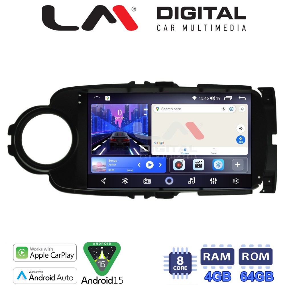 LM Digital - LM ZK8254B GPS Οθόνη OEM Multimedia Αυτοκινήτου για Toyota Yaris 2012 > 2015 (CarPlay/AndroidAuto/BT/GPS/WIFI)
