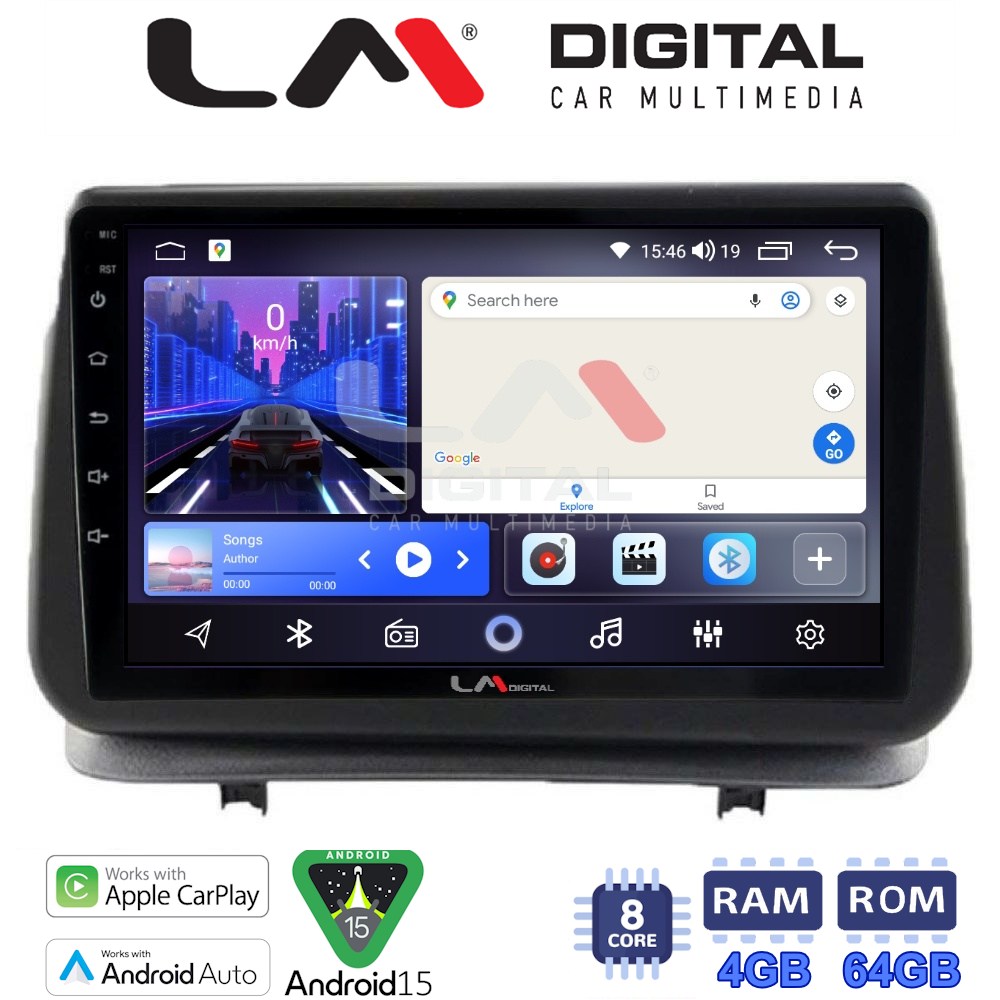 LM Digital - LM ZK8319 GPS Οθόνη OEM Multimedia Αυτοκινήτου για Renault Clio III 2005 > 2011 (CarPlay/AndroidAuto/BT/GPS/WIFI)