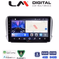LM Digital - LM ZK8374 GPS Οθόνη OEM Multimedia Αυτοκινήτου για PEUGEOT 208-2008 2012> (CarPlay/AndroidAuto/BT/GPS/WIFI)