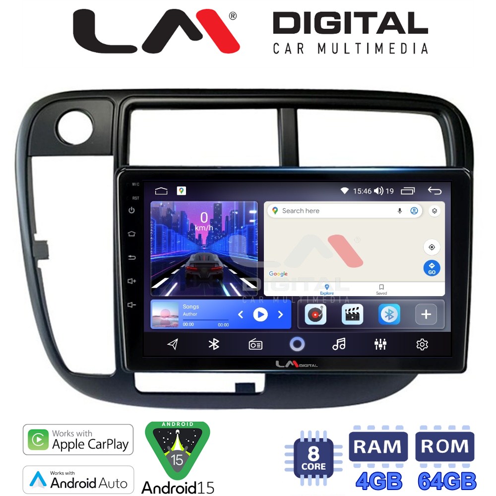 LM Digital - LM ZK8377 GPS Οθόνη OEM Multimedia Αυτοκινήτου για Honda Civic 1999 > 2001 (CarPlay/AndroidAuto/BT/GPS/WIFI)