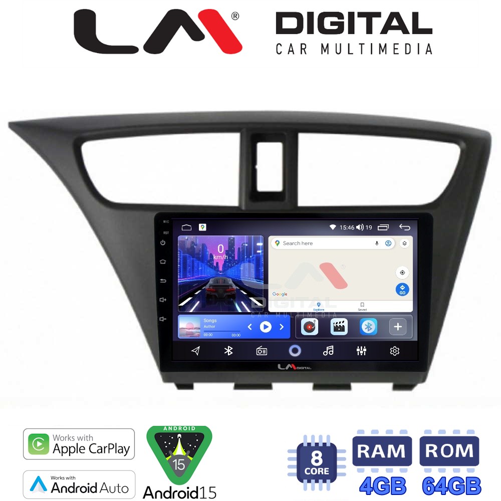 LM Digital - LM ZK8389 GPS Οθόνη OEM Multimedia Αυτοκινήτου για Honda Civic 2012 > 2016 (CarPlay/AndroidAuto/BT/GPS/WIFI)