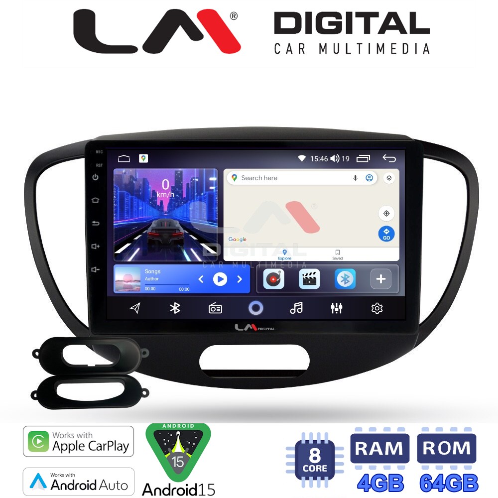 LM Digital - LM ZK8455 GPS Οθόνη OEM Multimedia Αυτοκινήτου για HYUNDAI i10 2008>2013 (CarPlay/AndroidAuto/BT/GPS/WIFI)