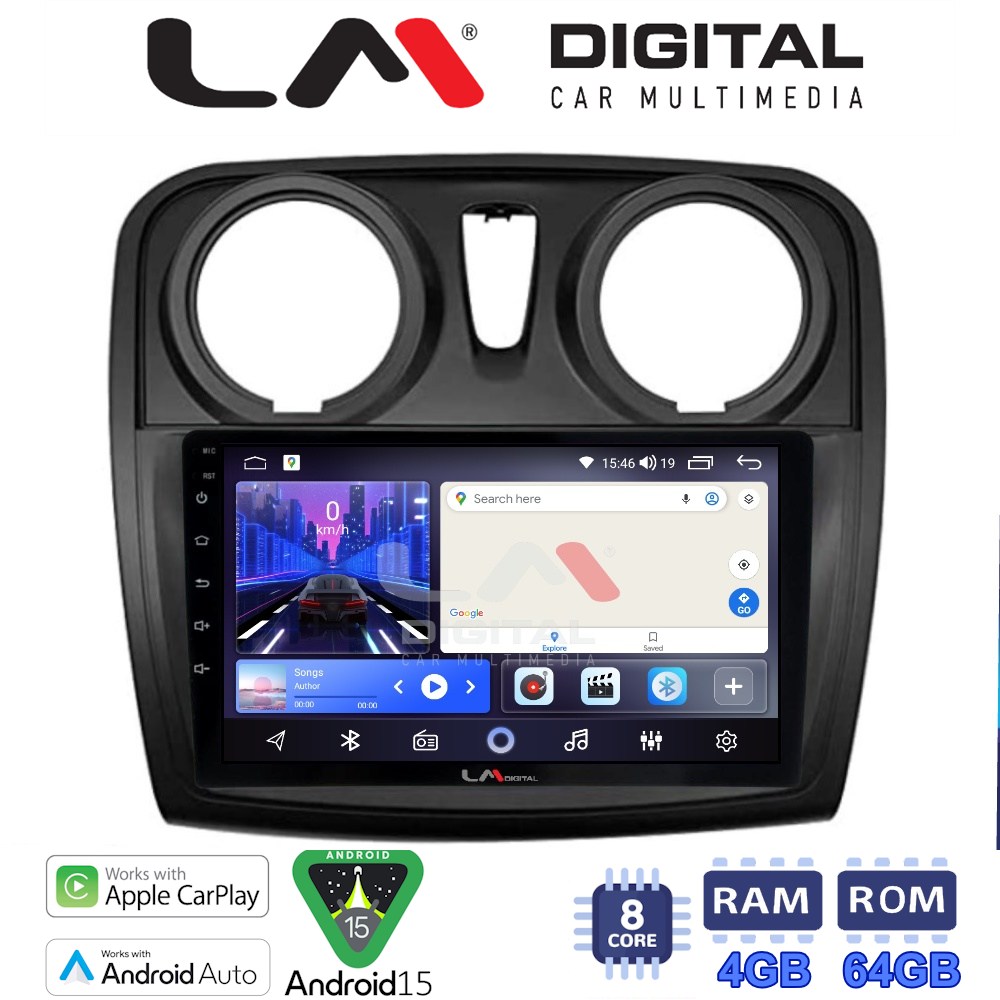 LM Digital - LM ZK8457 GPS Οθόνη OEM Multimedia Αυτοκινήτου για Dacia Santero 2012 > 2019 (CarPlay/AndroidAuto/BT/GPS/WIFI)
