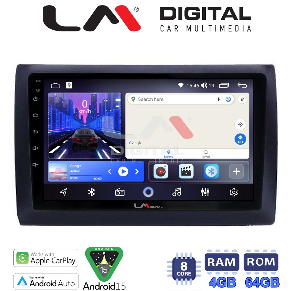 LM Digital - LM ZK8466 GPS Οθόνη OEM Multimedia Αυτοκινήτου για Fiat Stilo 2001 > 2007 (CarPlay/AndroidAuto/BT/GPS/WIFI)