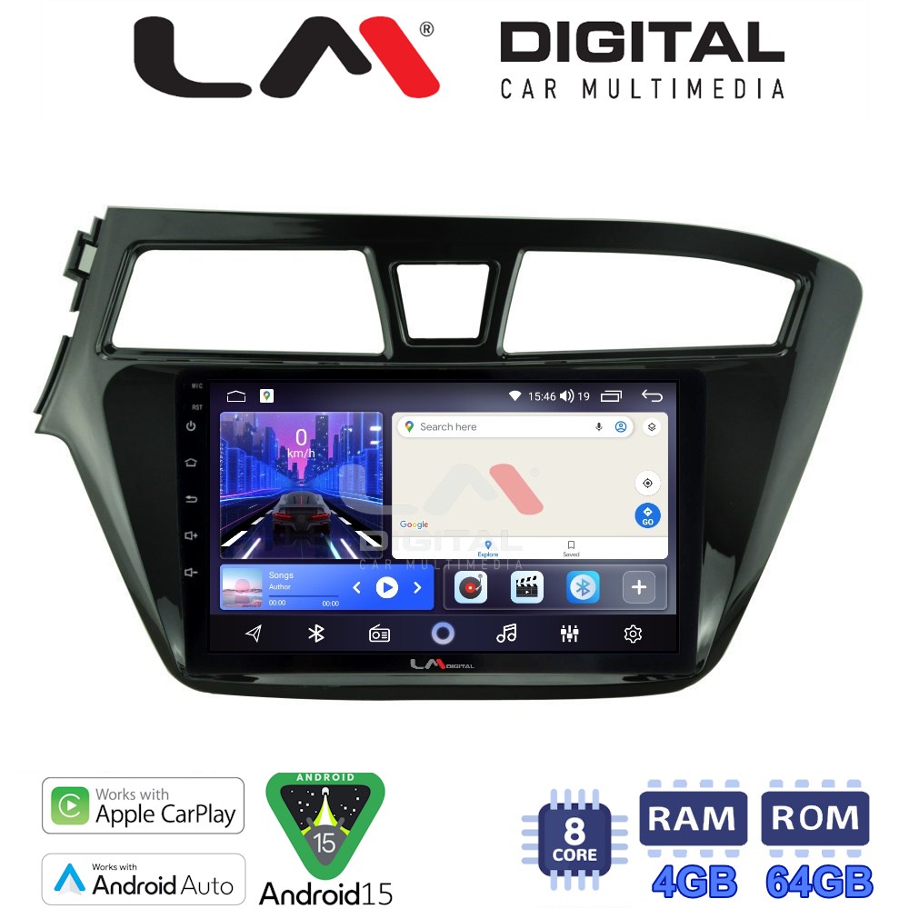 LM Digital - LM ZK8517 GPS Οθόνη OEM Multimedia Αυτοκινήτου για Hyundai i20 2015> (CarPlay/AndroidAuto/BT/GPS/WIFI)