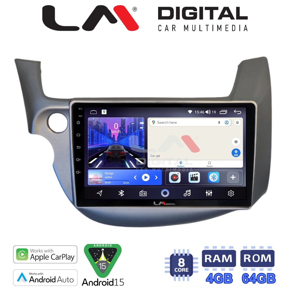 LM Digital - LM ZK8549G GPS Οθόνη OEM Multimedia Αυτοκινήτου για Honda Jazz 2008 > 2012 (CarPlay/AndroidAuto/BT/GPS/WIFI)