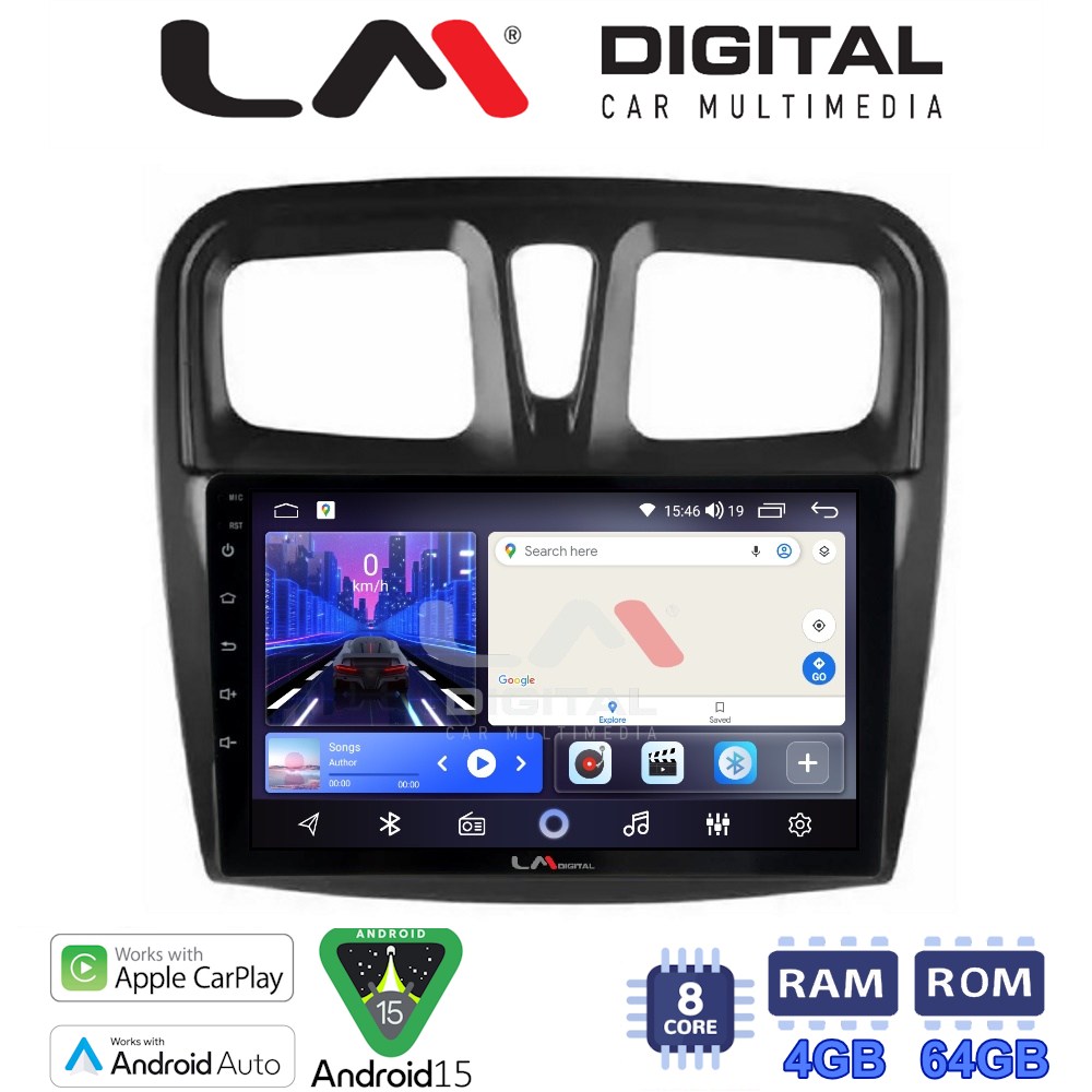 LM Digital - LM ZK8557 GPS Οθόνη OEM Multimedia Αυτοκινήτου για Dacia Santero 2012 > 2020 (CarPlay/AndroidAuto/BT/GPS/WIFI)