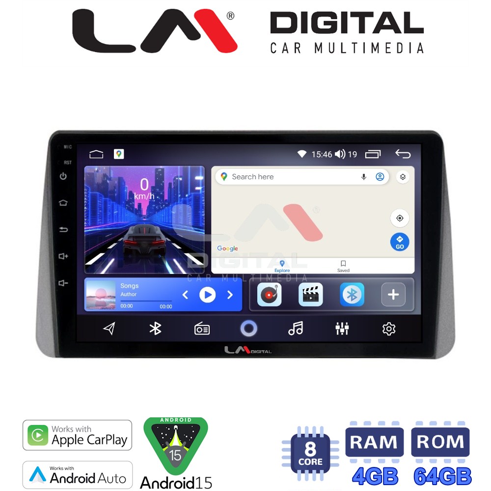 LM Digital - LM ZK8749 GPS Οθόνη OEM Multimedia Αυτοκινήτου για Fiat Tipo 2015 > 2019 (CarPlay/AndroidAuto/BT/GPS/WIFI)