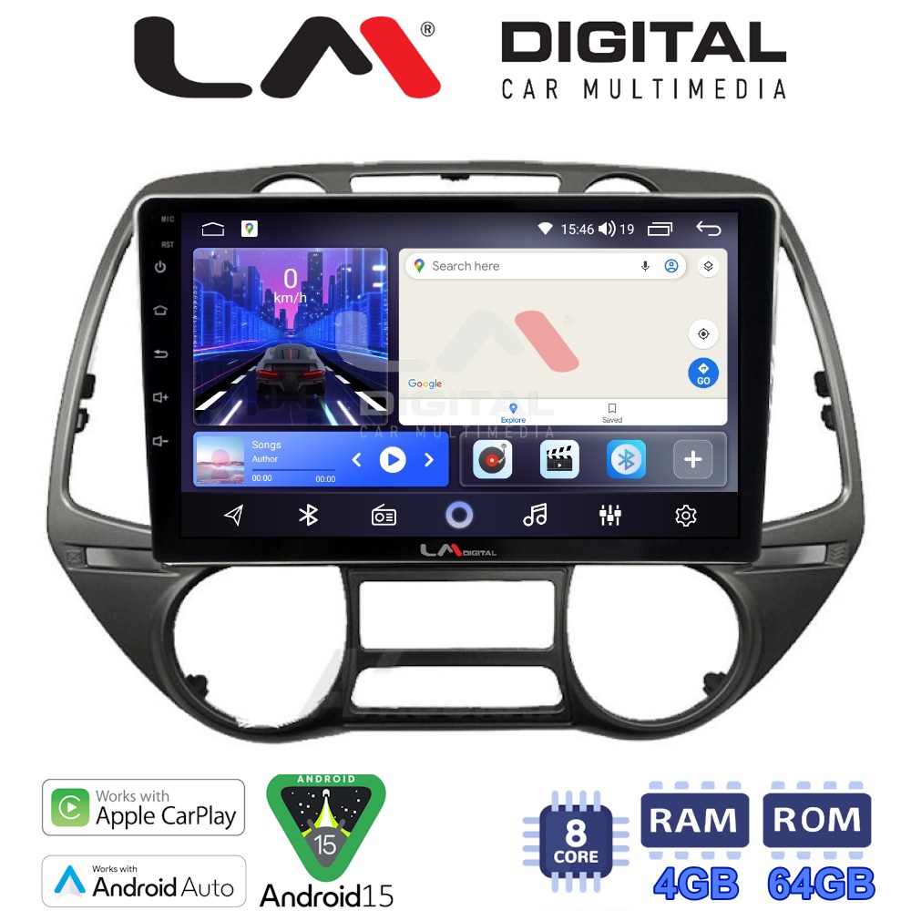 LM Digital - LM ZK8837 GPS Οθόνη OEM Multimedia Αυτοκινήτου για Hyundai i20 2008 > 2014 (CarPlay/AndroidAuto/BT/GPS/WIFI)