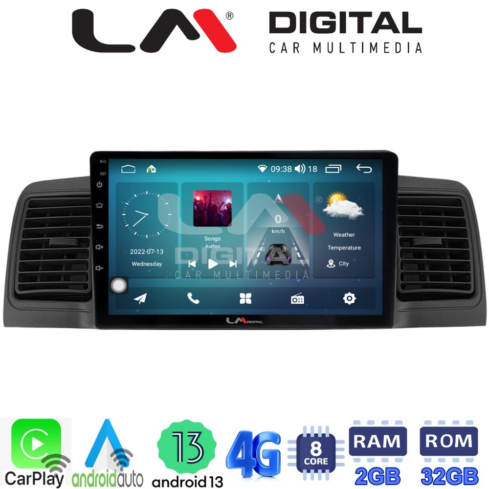 LM Digital - LM ZR8010B GPS Οθόνη OEM Multimedia Αυτοκινήτου για Toyota Corolla 2000-2007 (CarPlay/AndroidAuto/BT/GPS/WIFI/GPRS)