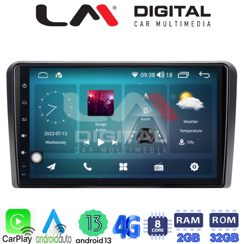 LM Digital - LM ZR8049 GPS Οθόνη OEM Multimedia Αυτοκινήτου για AUDI A3 (8P) 2003.2012 (CarPlay/AndroidAuto/BT/GPS/WIFI/GPRS)