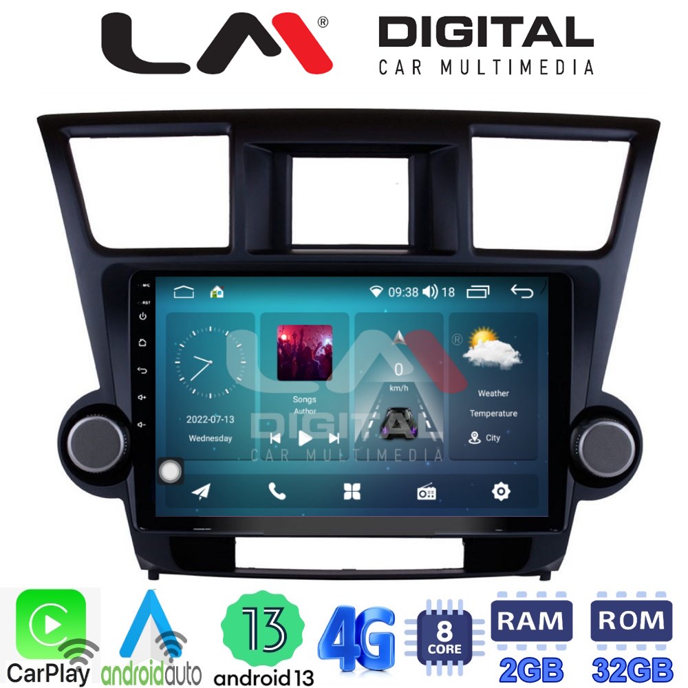 LM Digital - LM ZR8089 GPS Οθόνη OEM Multimedia Αυτοκινήτου για Toyota Highlander 2008 > 2015 (CarPlay/AndroidAuto/BT/GPS/WIFI/GPRS)