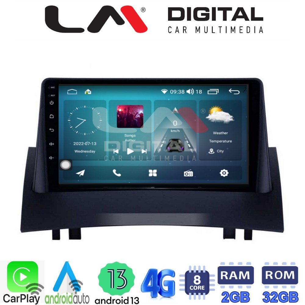 LM Digital - LM ZR8138 GPS Οθόνη OEM Multimedia Αυτοκινήτου για Renault Megane2 2002 > 2008 (CarPlay/AndroidAuto/BT/GPS/WIFI/GPRS)