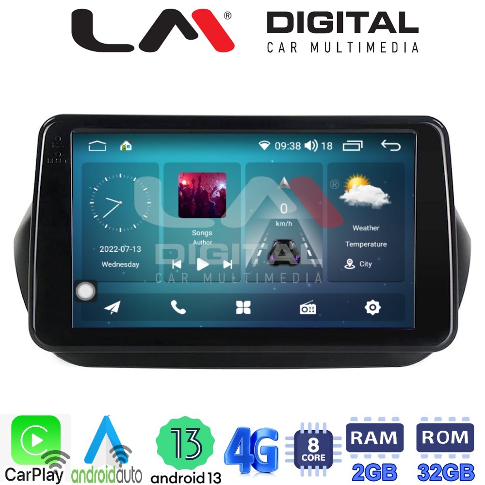 LM Digital - LM ZR8195 GPS Οθόνη OEM Multimedia Αυτοκινήτου για Fiorino, Citroen, Nemo, Bipper (CarPlay/AndroidAuto/BT/GPS/WIFI/GPRS)
