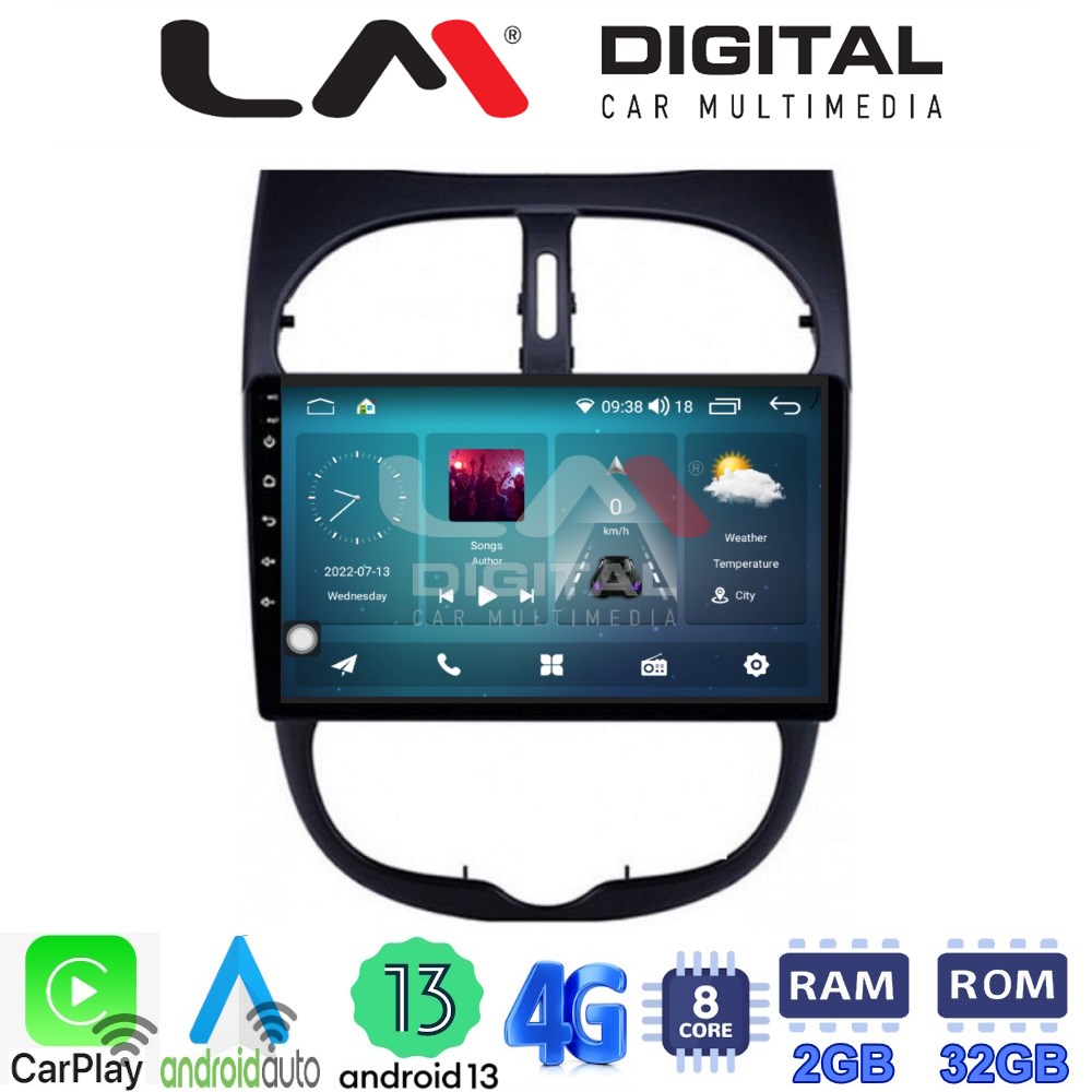 LM Digital - LM ZR8206 GPS Οθόνη OEM Multimedia Αυτοκινήτου για Peugeot 206 2002 > 2006 (CarPlay/AndroidAuto/BT/GPS/WIFI/GPRS)