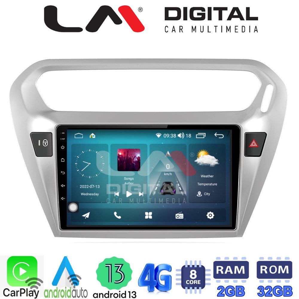 LM Digital - LM ZR8294 GPS Οθόνη OEM Multimedia Αυτοκινήτου για Citroen Elyse '13> Peugeot 301 '13> (CarPlay/AndroidAuto/BT/GPS/WIFI/GPRS)