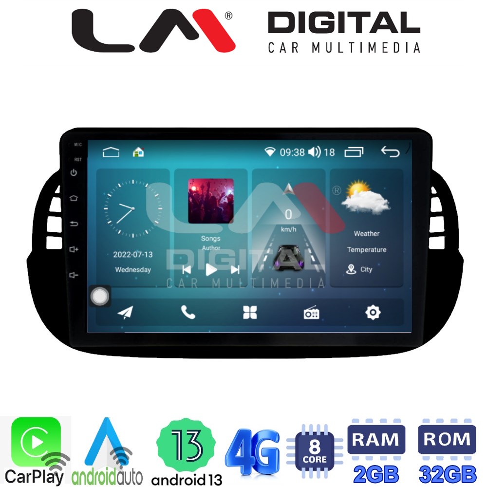 LM Digital - LM ZR8315B GPS Οθόνη OEM Multimedia Αυτοκινήτου για Fiat 500 2007 > 2016 (CarPlay/AndroidAuto/BT/GPS/WIFI/GPRS)