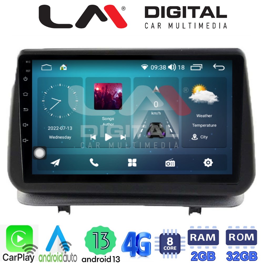 LM Digital - LM ZR8319 GPS Οθόνη OEM Multimedia Αυτοκινήτου για Renault Clio III 2005 > 2011 (CarPlay/AndroidAuto/BT/GPS/WIFI/GPRS)