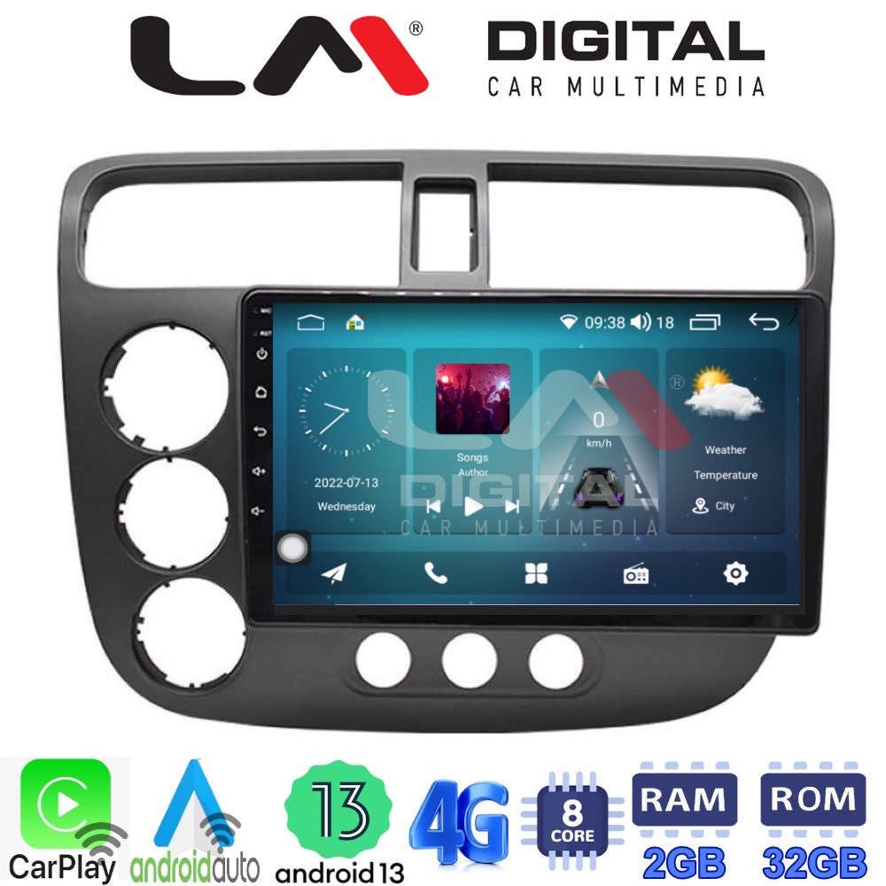 LM Digital - LM ZR8373 GPS Οθόνη OEM Multimedia Αυτοκινήτου για HONDA CIVIC 4πορτο 2001 > 2006 (CarPlay/AndroidAuto/BT/GPS/WIFI/GPRS)