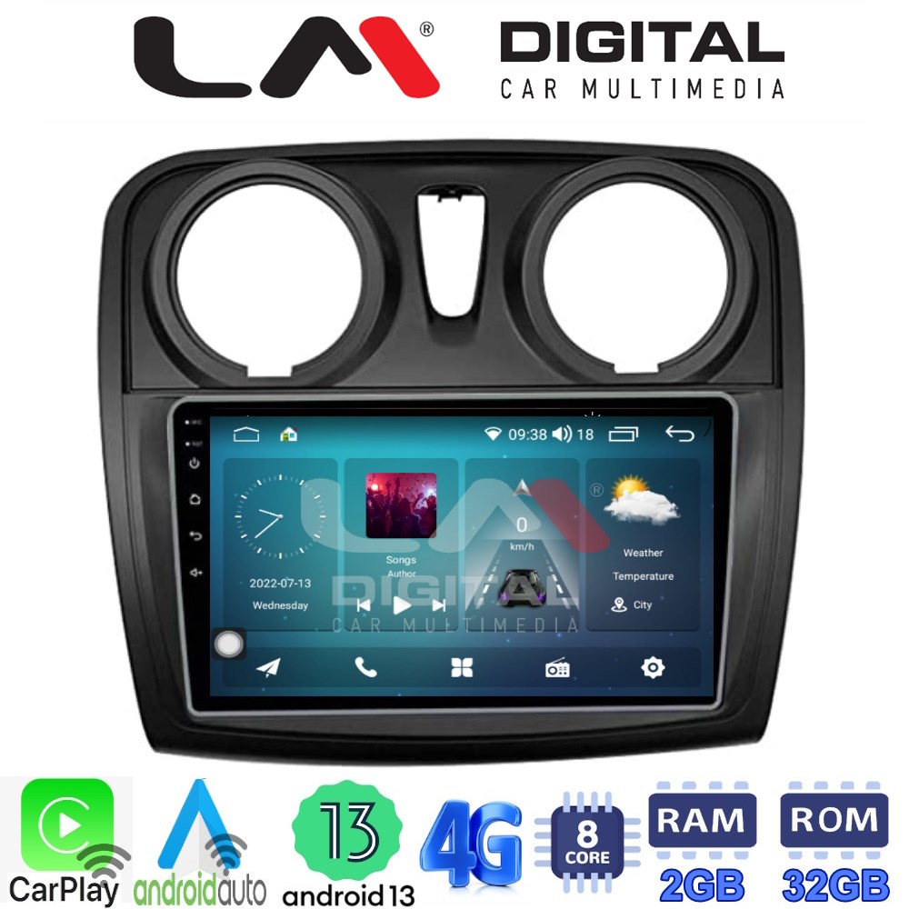 LM Digital - LM ZR8457 GPS Οθόνη OEM Multimedia Αυτοκινήτου για Dacia Santero 2012 > 2019 (CarPlay/AndroidAuto/BT/GPS/WIFI/GPRS)