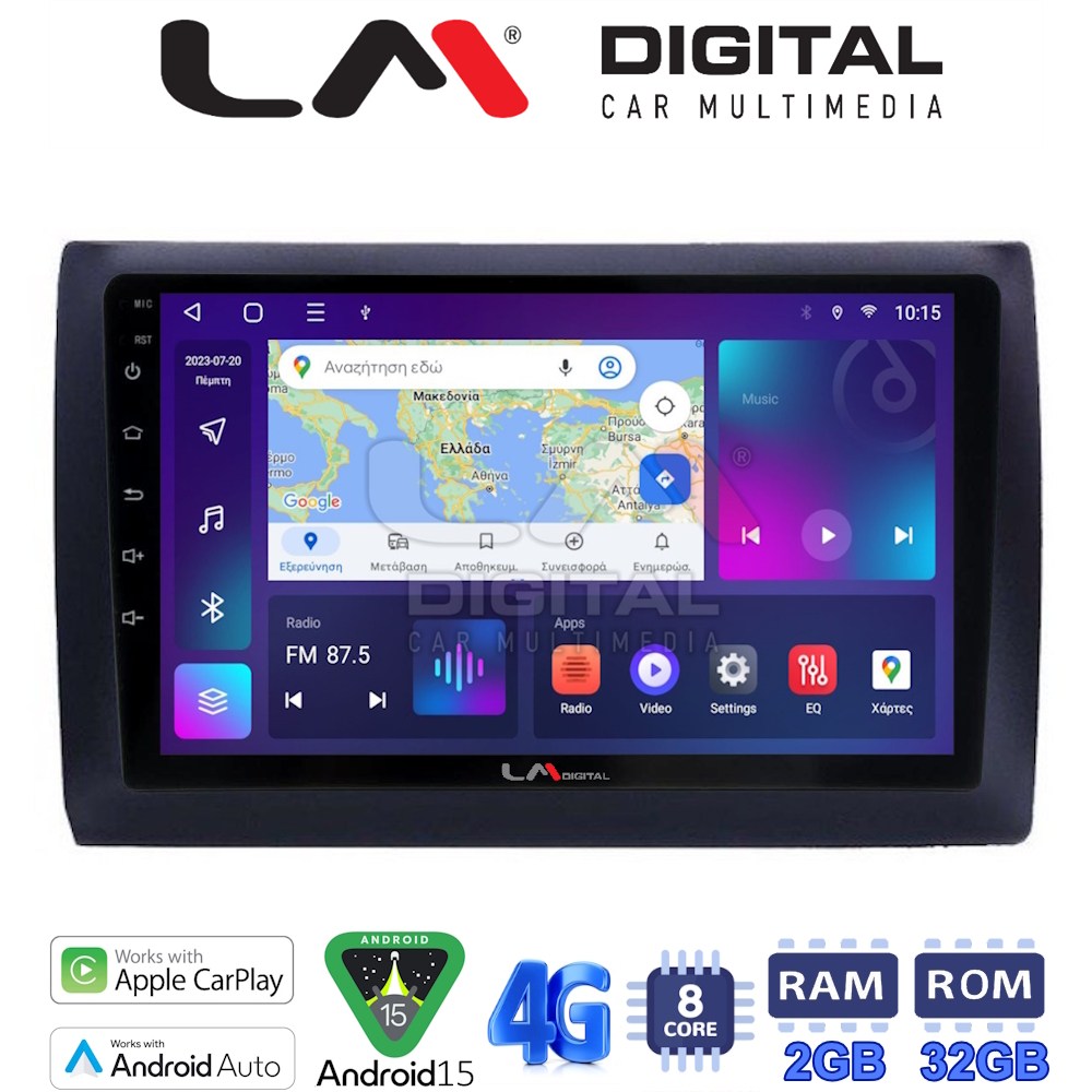 LM Digital - LM ZR8466 GPS Οθόνη OEM Multimedia Αυτοκινήτου για Fiat Stilo 2001 > 2007 (CarPlay/AndroidAuto/BT/GPS/WIFI/GPRS)