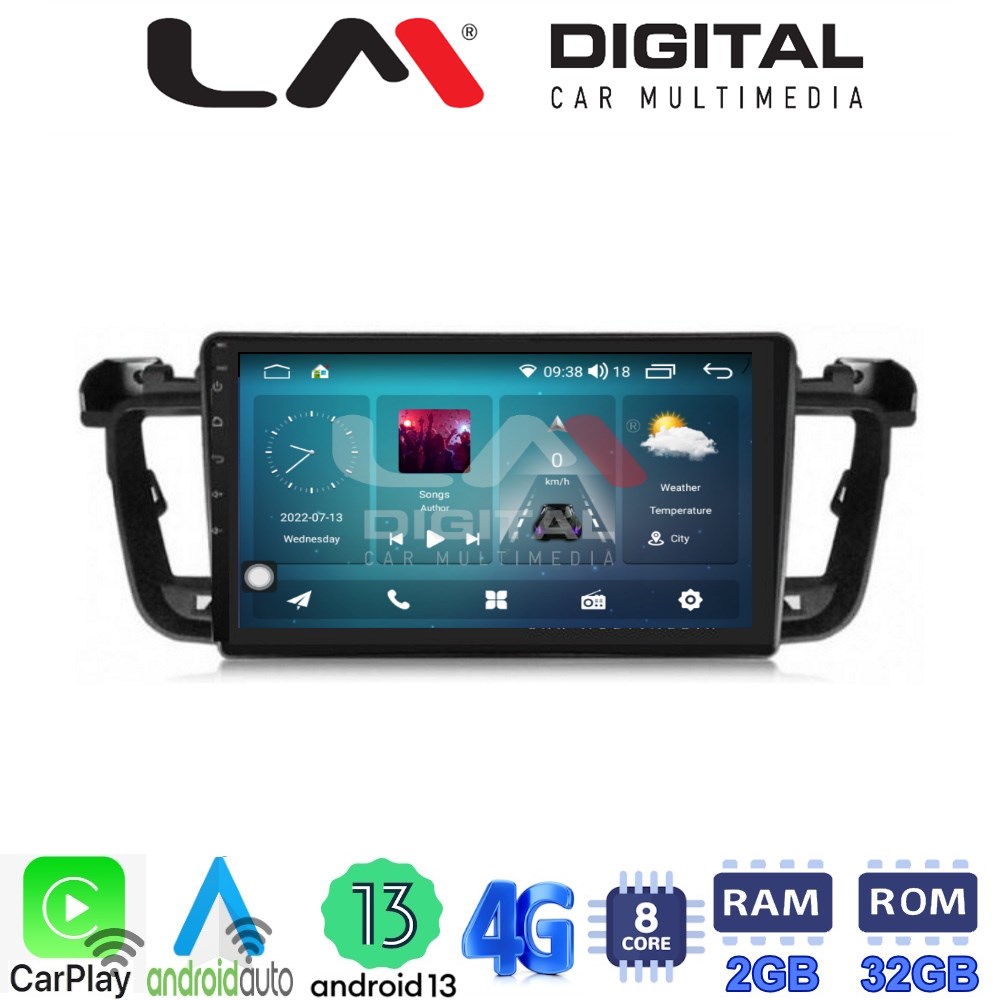 LM Digital - LM ZR8509 GPS Οθόνη OEM Multimedia Αυτοκινήτου για PEUGEOT 508 2010>2017 (CarPlay/AndroidAuto/BT/GPS/WIFI/GPRS)