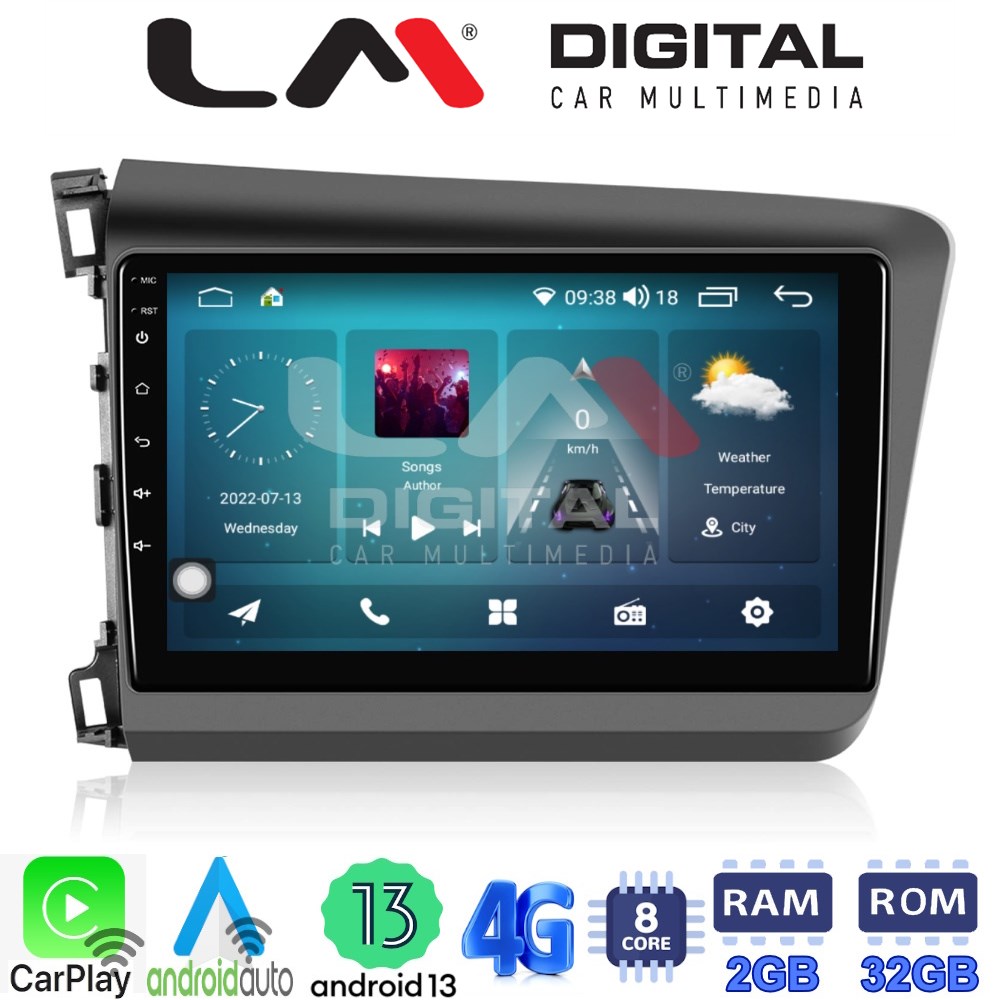 LM Digital - LM ZR8630 GPS Οθόνη OEM Multimedia Αυτοκινήτου για Honda Civic 2012 > 2016 (CarPlay/AndroidAuto/BT/GPS/WIFI/GPRS)
